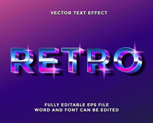 retro metallic purple vector text effect
