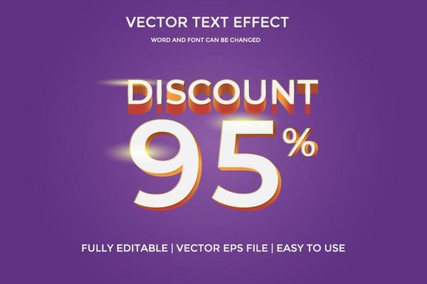discount vector text effect editable