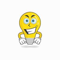 Bulb mascot character with smile expression. vector illustration