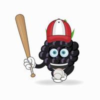 Grape mascot character with Grape playing gear. vector illustration