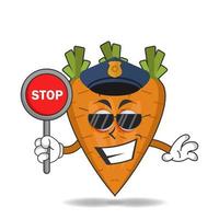 The Carrot mascot character becomes a policeman. vector illustration