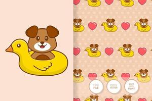 Cute dog cartoon character. seamless pattern background. vector