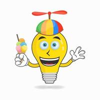 Bulb mascot character with Bulb and colorful hat. vector illustration