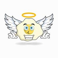 Egg mascot character dressed like an angel. vector illustration