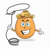 The Egg mascot character becomes a cowboy. vector illustration