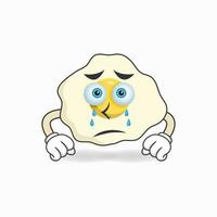 Egg mascot character with sad expression. vector illustration