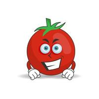 Personaje de mascota de tomate con expresión de sonrisa. ilustración vectorial vector