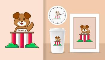 Cute dog cartoon character. Prints on T-shirts, sweatshirts, cases for mobile phones, souvenirs. Isolated vector illustration.