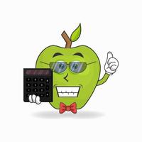 The Apple mascot character becomes an accountant. vector illustration