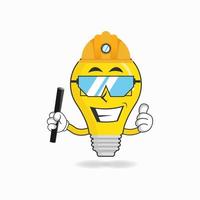 The Bulb mascot character becomes a mining officer. vector illustration