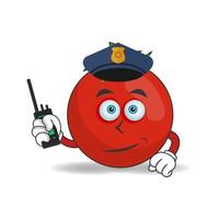 The Tomato mascot character becomes a policeman. vector illustration