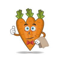 The Carrot mascot character becomes waiters. vector illustration