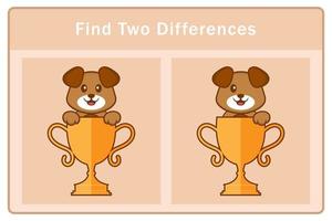 Cute dog cartoon character. Find differences. Educational game for children. Cartoon vector illustration