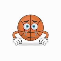 Basketball mascot character with sad expression. vector illustration