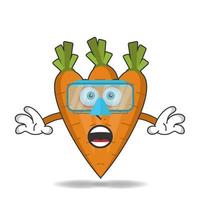 The Carrot mascot character is diving. vector illustration