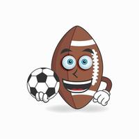 The American Football mascot character becomes a soccer player. vector illustration