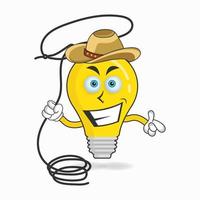The Bulb mascot character becomes a cowboy. vector illustration