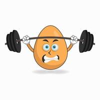 Egg mascot character with fitness equipment. vector illustration
