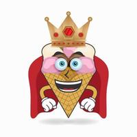 The Ice Cream mascot character becomes a king. vector illustration