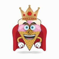 el personaje de la mascota del helado se convierte en rey. ilustración vectorial vector