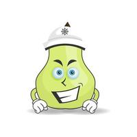 The Guava mascot character becomes a captain. vector illustration