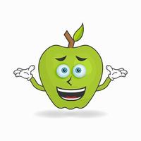 Apple mascot character with a confused expression. vector illustration