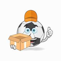 The Soccer Ball mascot character is a delivery person. vector illustration