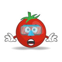 The Tomato mascot character is diving. vector illustration