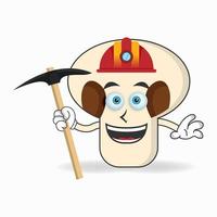 The mushrooms mascot character becomes a miner. vector illustration