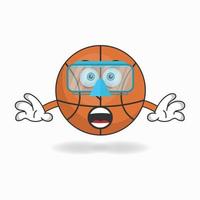 el personaje de la mascota del baloncesto está buceando. ilustración vectorial vector