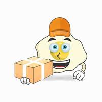 The Egg mascot character is a delivery person. vector illustration