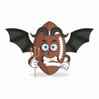 The American Football mascot character becomes a devil. vector illustration