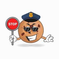 el personaje de la mascota de las galletas se convierte en policía. ilustración vectorial vector