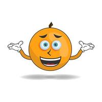 Orange mascot character with a confused expression. vector illustration