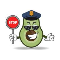 The Avocado mascot character becomes a policeman. vector illustration