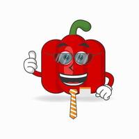 The Red paprika mascot character becomes a businessman. vector illustration