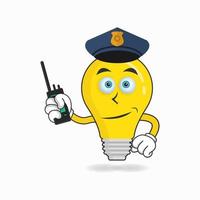 The Bulb mascot character becomes a policeman. vector illustration