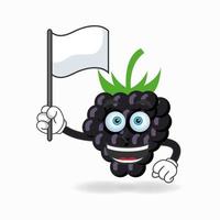 Grape mascot character holding a white flag. vector illustration