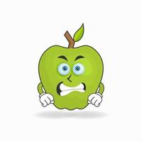 Apple mascot character with angry expression. vector illustration