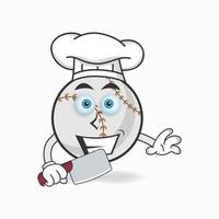 The Baseball mascot character becomes a chef. vector illustration