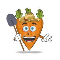 The Carrot mascot character becomes a farmer. vector illustration