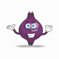 Personaje de mascota de cebolla morada con expresión de sonrisa. ilustración vectorial vector