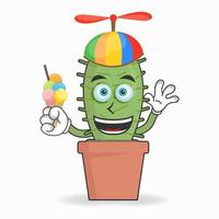 personaje de mascota de cactus con cactus y sombrero colorido. ilustración vectorial vector