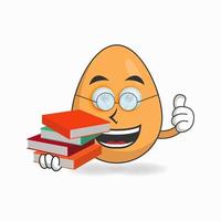 The Egg mascot character becomes a librarian. vector illustration