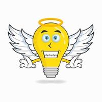 Bulb mascot character dressed like an angel. vector illustration