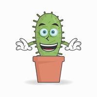 Personaje de mascota de cactus con expresión de sonrisa. ilustración vectorial vector