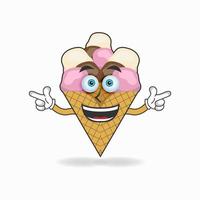 Personaje de mascota de helado con expresión de sonrisa. ilustración vectorial vector