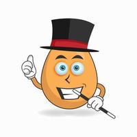 The Egg mascot character becomes a magician. vector illustration