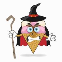 The Ice Cream mascot character becomes a magician. vector illustration