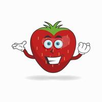 Strawberry mascot character with smile expression. vector illustration